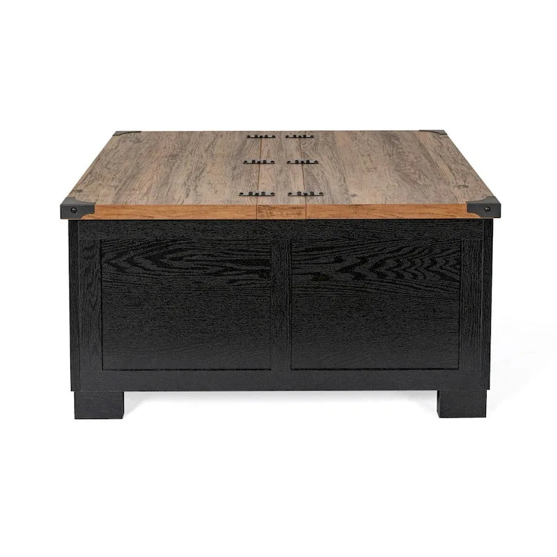 Mesa de centro elevable con almacenamiento y compartimentos con bisagras