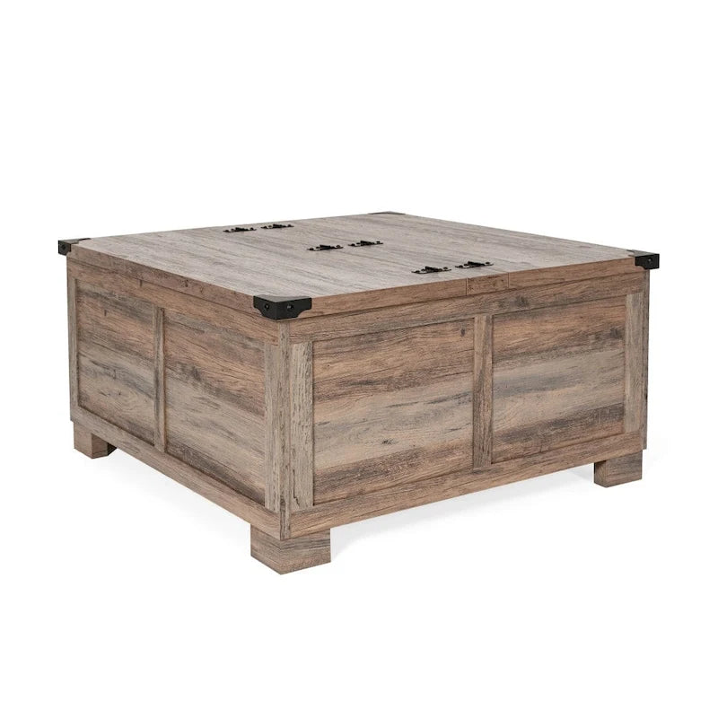 Mesa de centro elevable con almacenamiento y compartimentos con bisagras