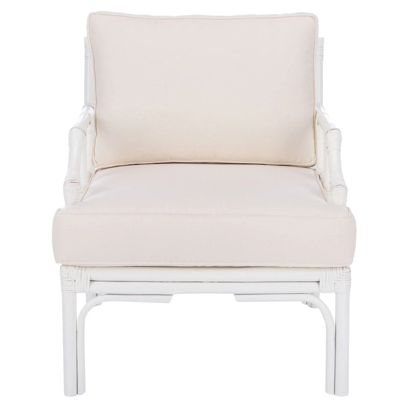Sillón decorativo de ratán con cojín - 27.6"An. x 31.5"Pr. x 31.5"Al.