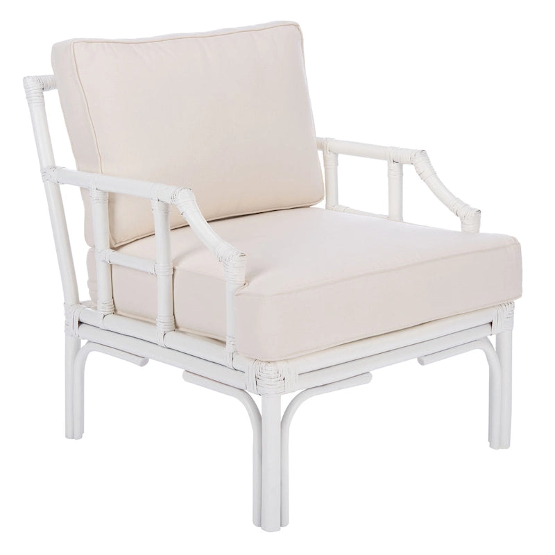 Sillón decorativo de ratán con cojín - 27.6"An. x 31.5"Pr. x 31.5"Al.