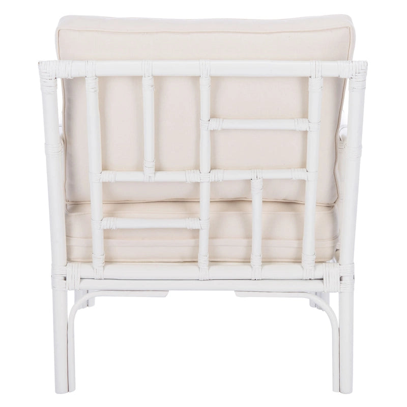 Sillón decorativo de ratán con cojín - 27.6"An. x 31.5"Pr. x 31.5"Al.