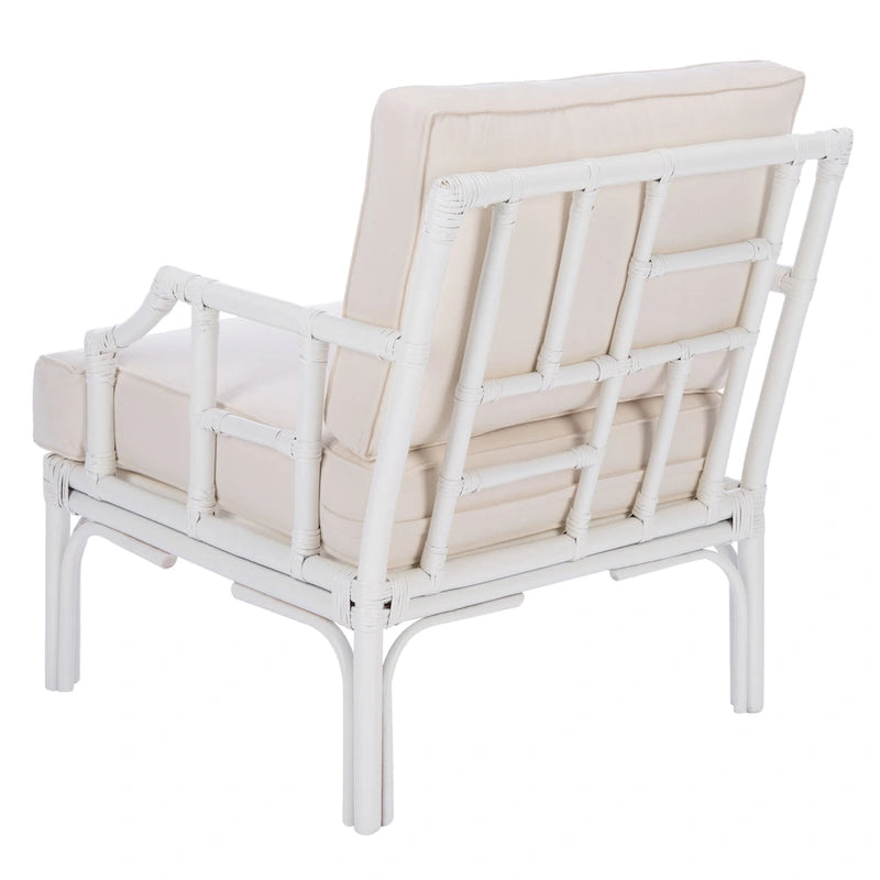 Sillón decorativo de ratán con cojín - 27.6"An. x 31.5"Pr. x 31.5"Al.