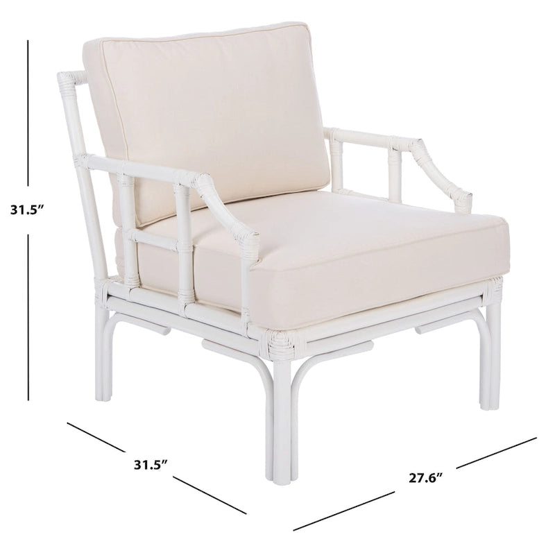 Sillón decorativo de ratán con cojín - 27.6"An. x 31.5"Pr. x 31.5"Al.