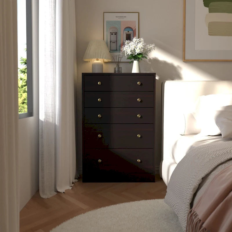 Cómoda de 5 cajones de 31.5 pulgadas de ancho – Organizador de almacenamiento para dormitorio