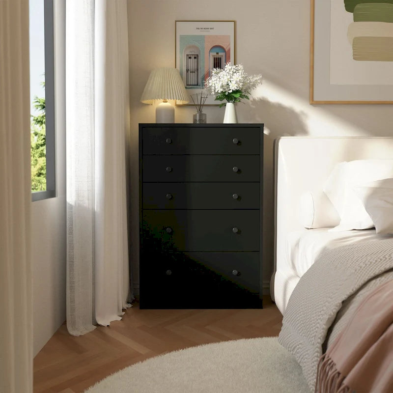 Cómoda de 5 cajones de 31.5 pulgadas de ancho – Organizador de almacenamiento para dormitorio