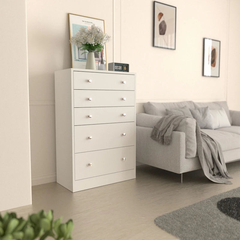 Cómoda de 5 cajones de 31.5 pulgadas de ancho – Organizador de almacenamiento para dormitorio