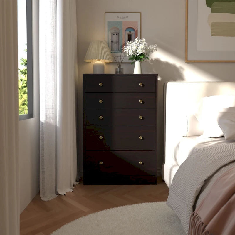 Cómoda de 5 cajones de 31.5 pulgadas de ancho – Organizador de almacenamiento para dormitorio