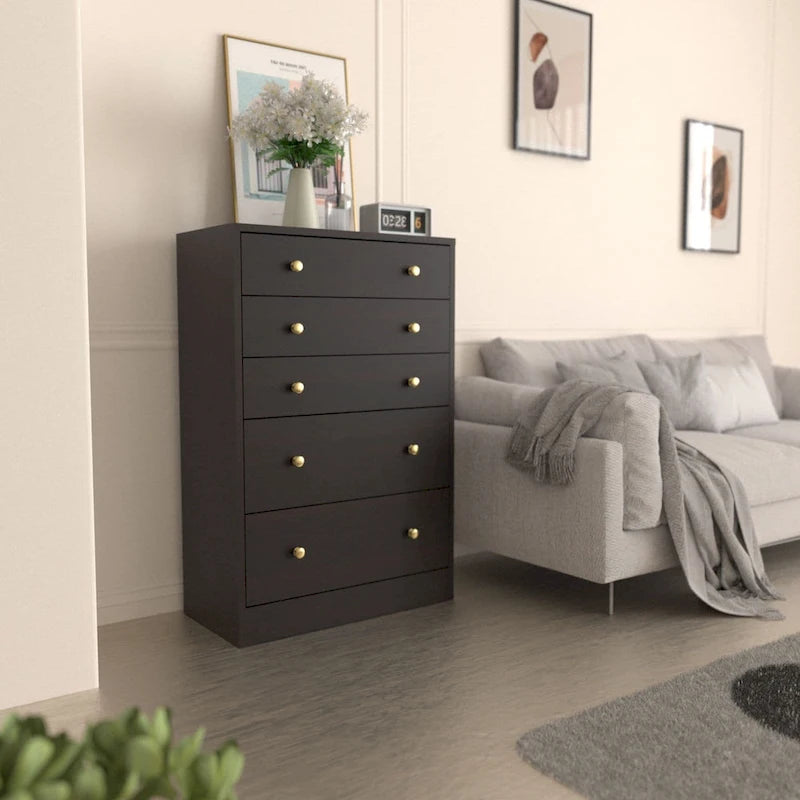 Cómoda de 5 cajones de 31.5 pulgadas de ancho – Organizador de almacenamiento para dormitorio