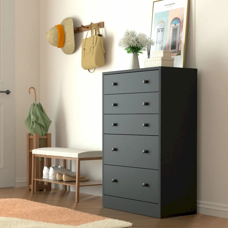 Cómoda de 5 cajones de 31.5 pulgadas de ancho – Organizador de almacenamiento para dormitorio