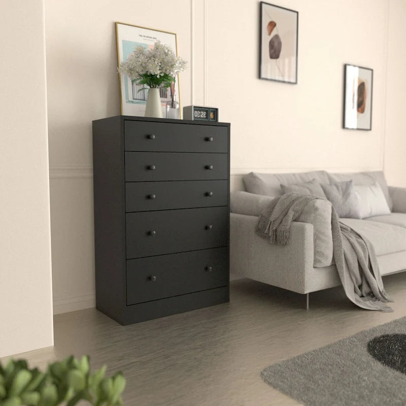 Cómoda de 5 cajones de 31.5 pulgadas de ancho – Organizador de almacenamiento para dormitorio