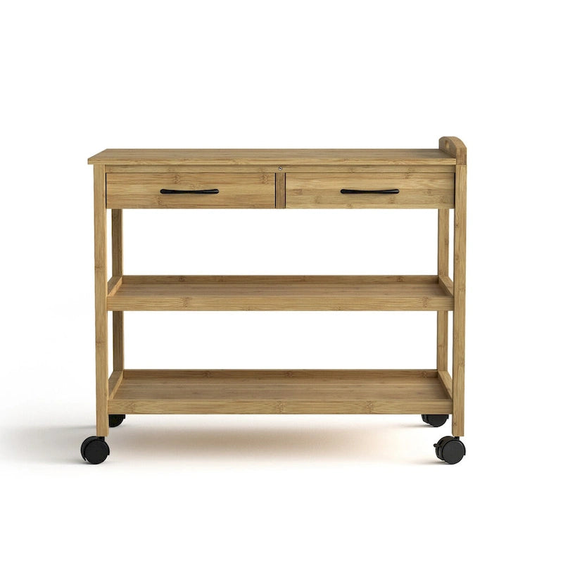 Carrito de almacenamiento de cocina de bambú con 2 cajones y 2 estantes