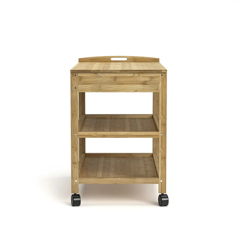 Carrito de almacenamiento de cocina de bambú con 2 cajones y 2 estantes