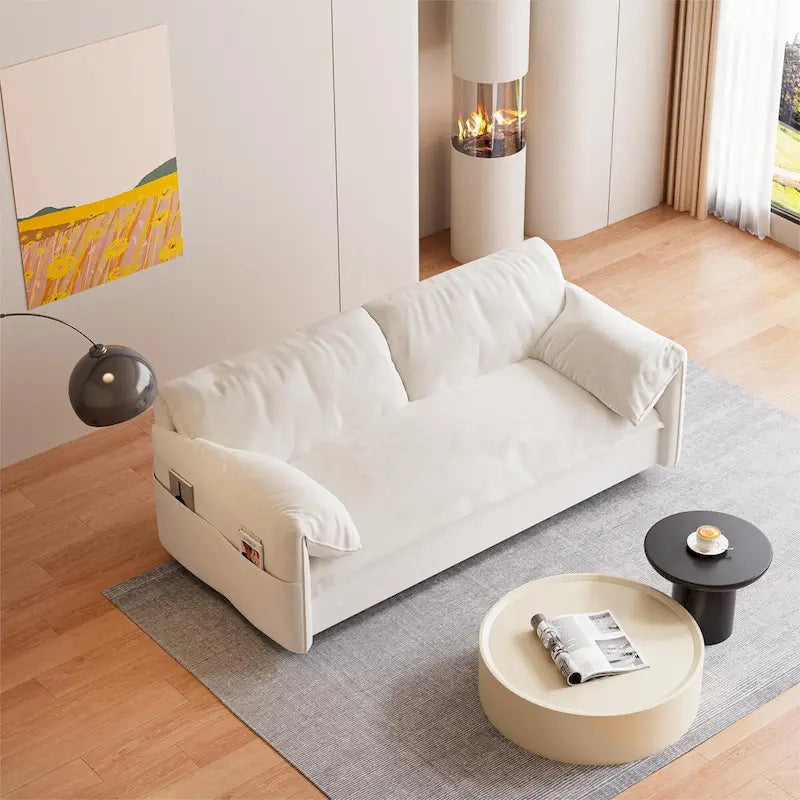 Sofá cama desplegable Queen, sofá cama convertible 3 en 1 con almacenamiento lateral