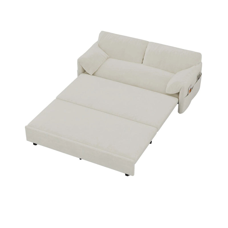 Sofá cama desplegable Queen, sofá cama convertible 3 en 1 con almacenamiento lateral