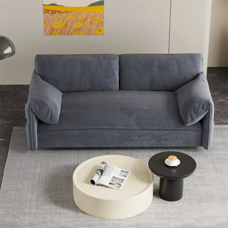 Sofá cama desplegable Queen, sofá cama convertible 3 en 1 con almacenamiento lateral
