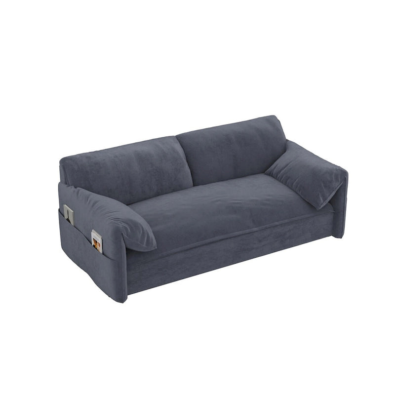 Sofá cama desplegable Queen, sofá cama convertible 3 en 1 con almacenamiento lateral