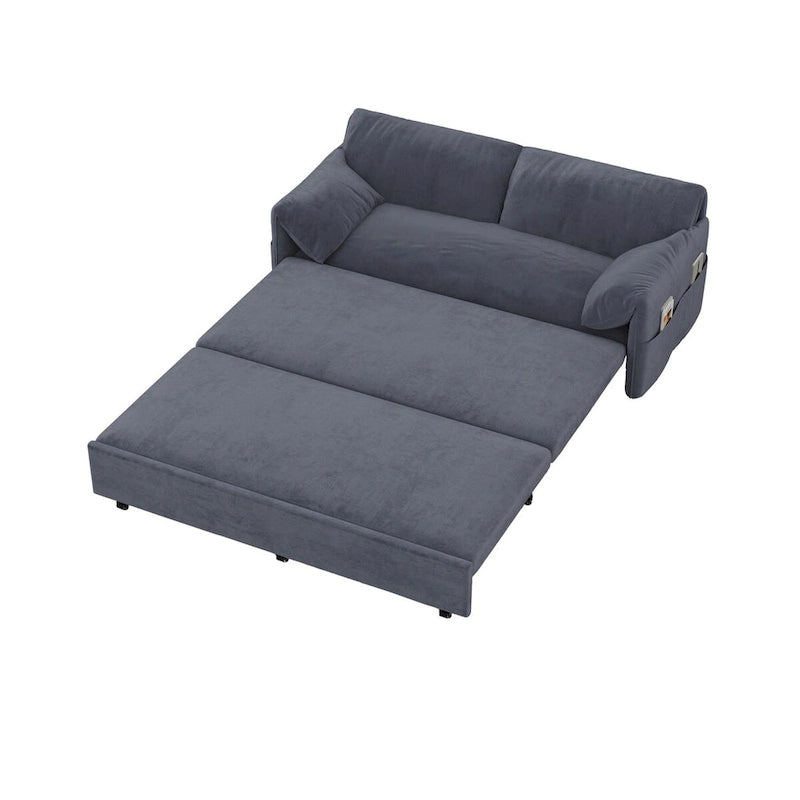 Sofá cama desplegable Queen, sofá cama convertible 3 en 1 con almacenamiento lateral