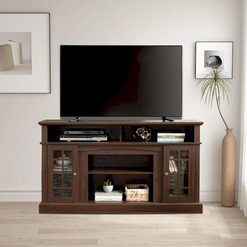 Mueble para TV clásico con almacenamiento abierto y cerrado – Para televisores de hasta 65"