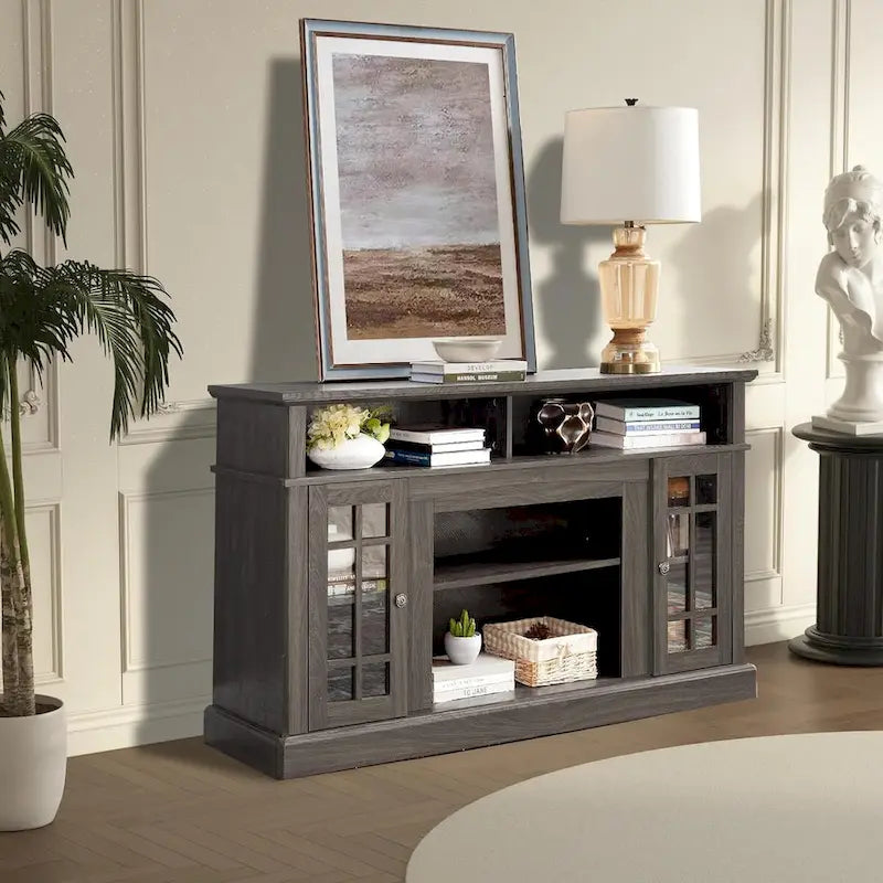 Mueble para TV clásico con almacenamiento abierto y cerrado – Para televisores de hasta 65"
