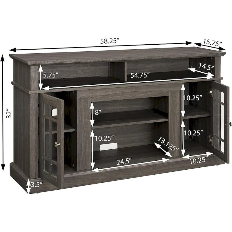 Mueble para TV clásico con almacenamiento abierto y cerrado – Para televisores de hasta 65"