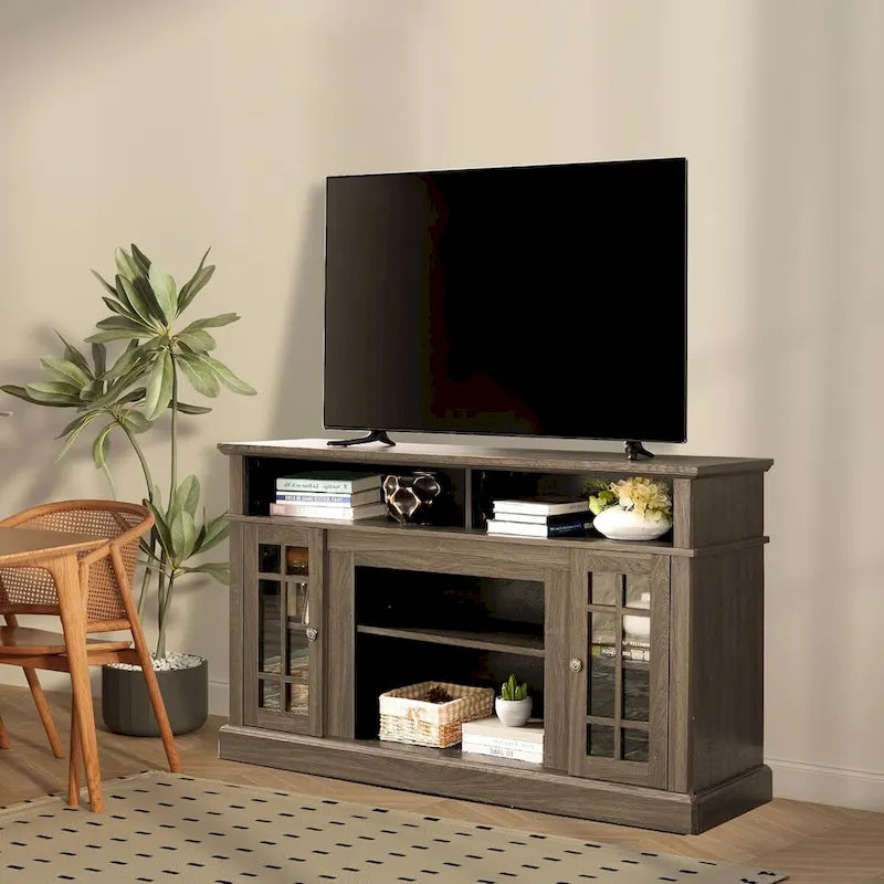 Mueble para TV clásico con almacenamiento abierto y cerrado – Para televisores de hasta 65"