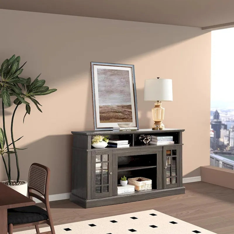 Mueble para TV clásico con almacenamiento abierto y cerrado – Para televisores de hasta 65"