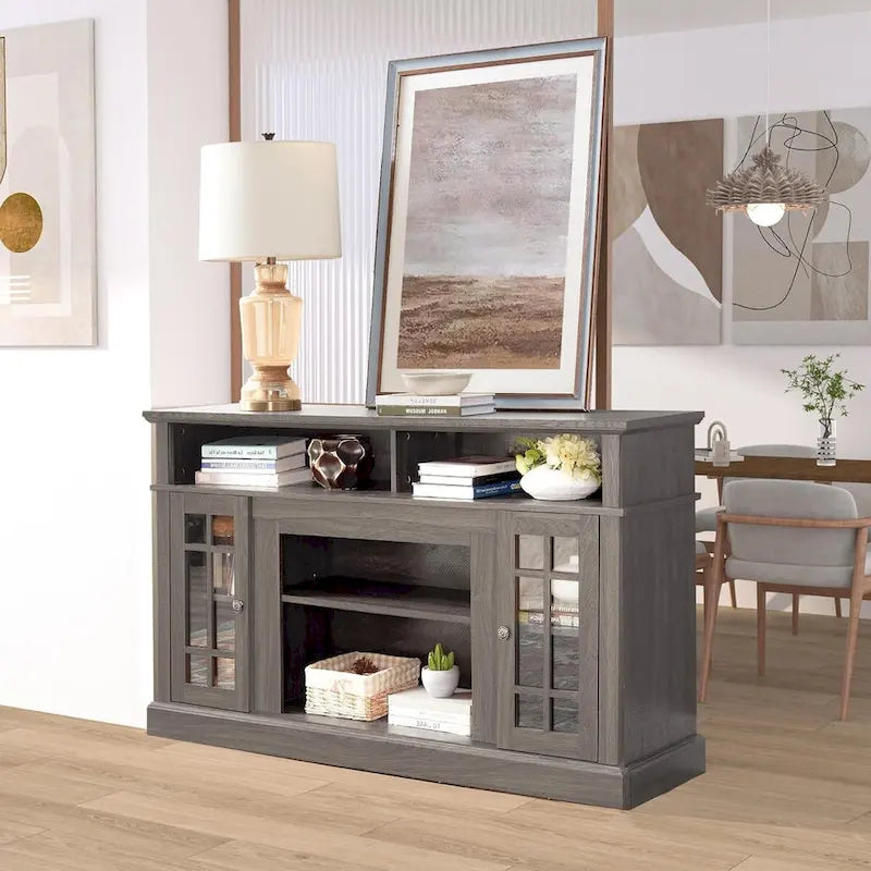 Mueble para TV clásico con almacenamiento abierto y cerrado – Para televisores de hasta 65"