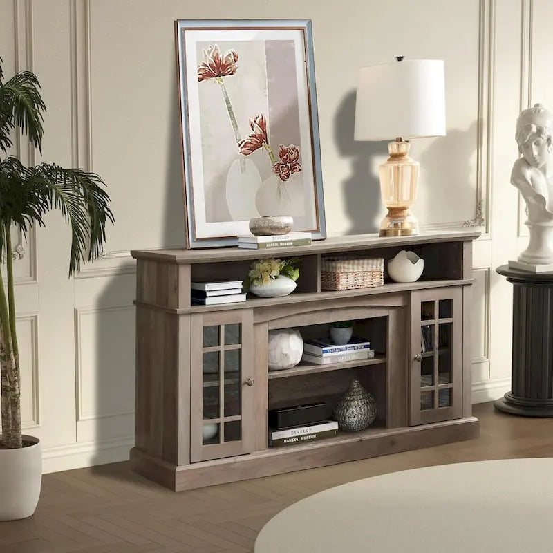 Mueble para TV clásico con almacenamiento abierto y cerrado – Para televisores de hasta 65"