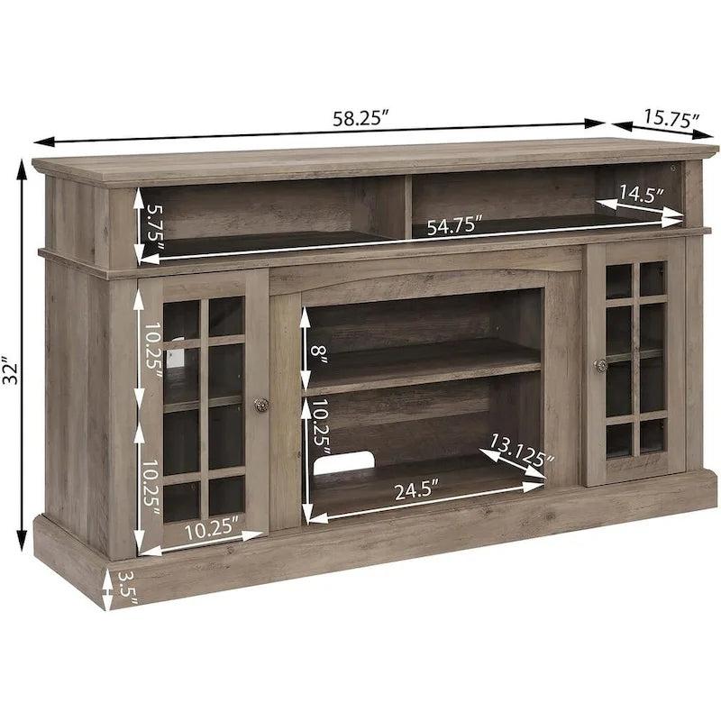 Mueble para TV clásico con almacenamiento abierto y cerrado – Para televisores de hasta 65"