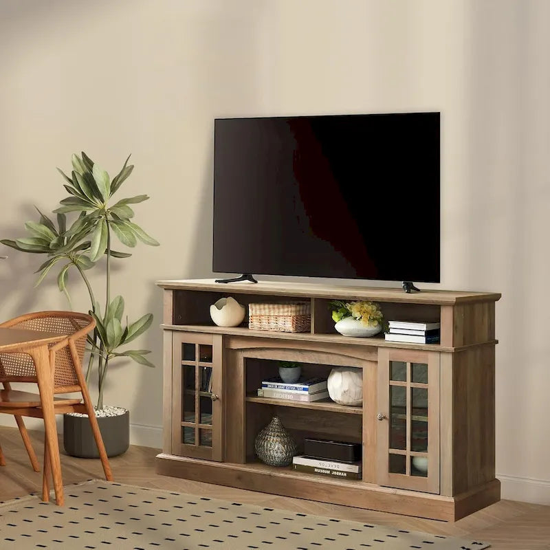 Mueble para TV clásico con almacenamiento abierto y cerrado – Para televisores de hasta 65"
