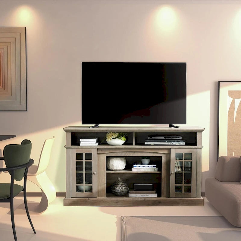 Mueble para TV clásico con almacenamiento abierto y cerrado – Para televisores de hasta 65"