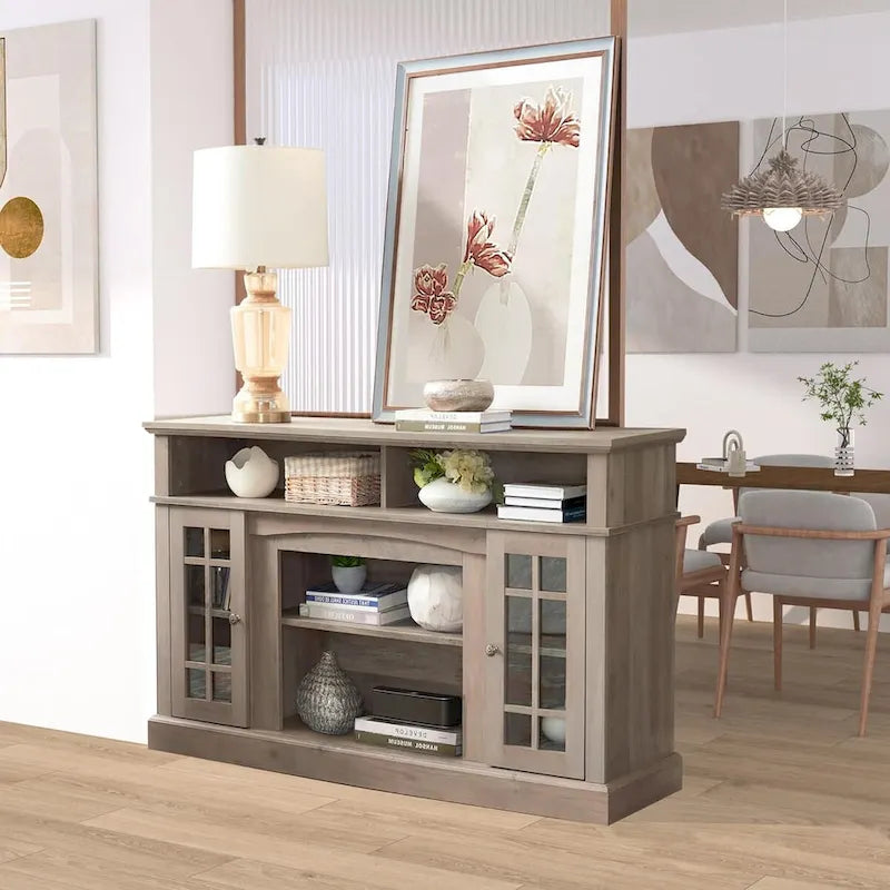 Mueble para TV clásico con almacenamiento abierto y cerrado – Para televisores de hasta 65"
