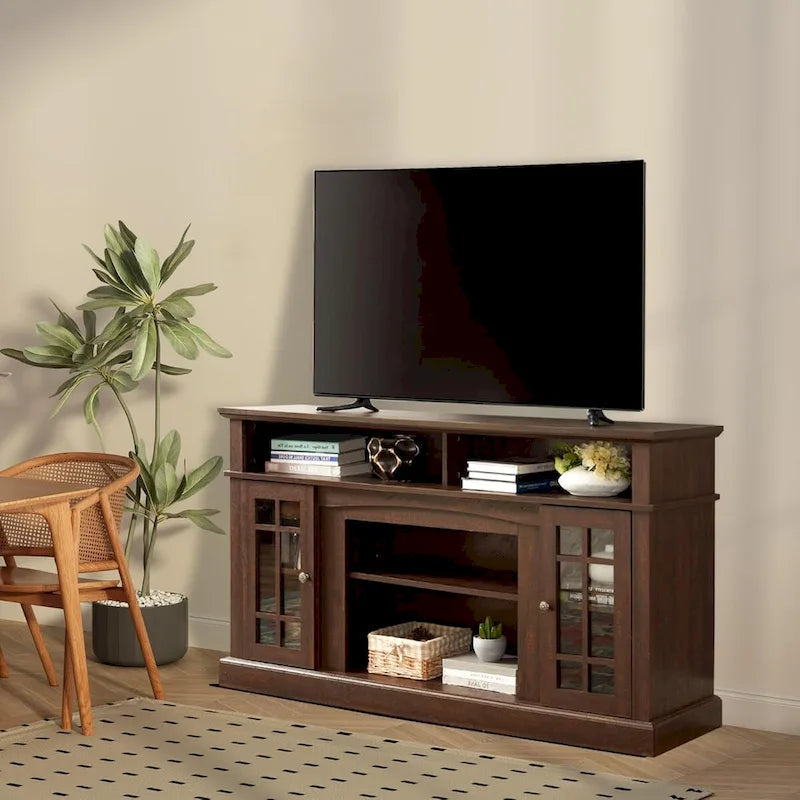 Mueble para TV clásico con almacenamiento abierto y cerrado – Para televisores de hasta 65"