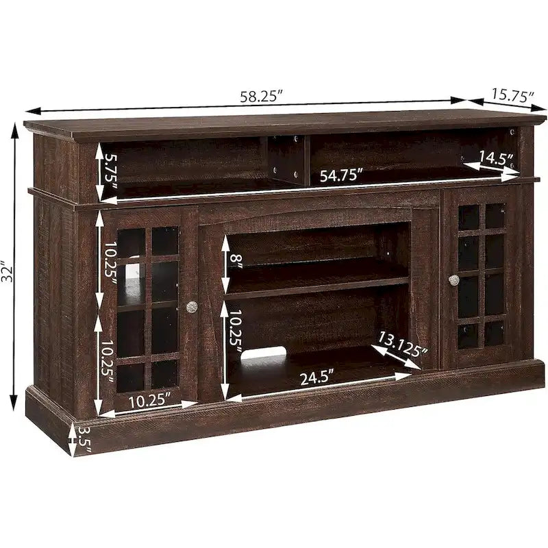 Mueble para TV clásico con almacenamiento abierto y cerrado – Para televisores de hasta 65"