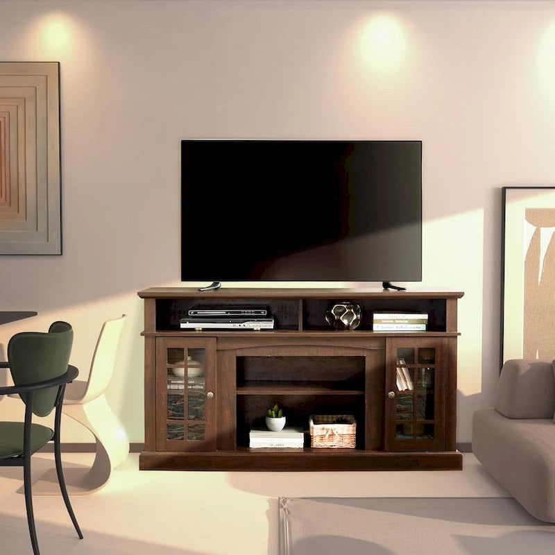 Mueble para TV clásico con almacenamiento abierto y cerrado – Para televisores de hasta 65"