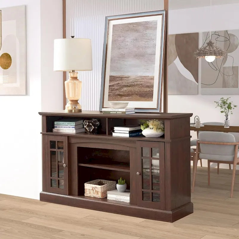 Mueble para TV clásico con almacenamiento abierto y cerrado – Para televisores de hasta 65"