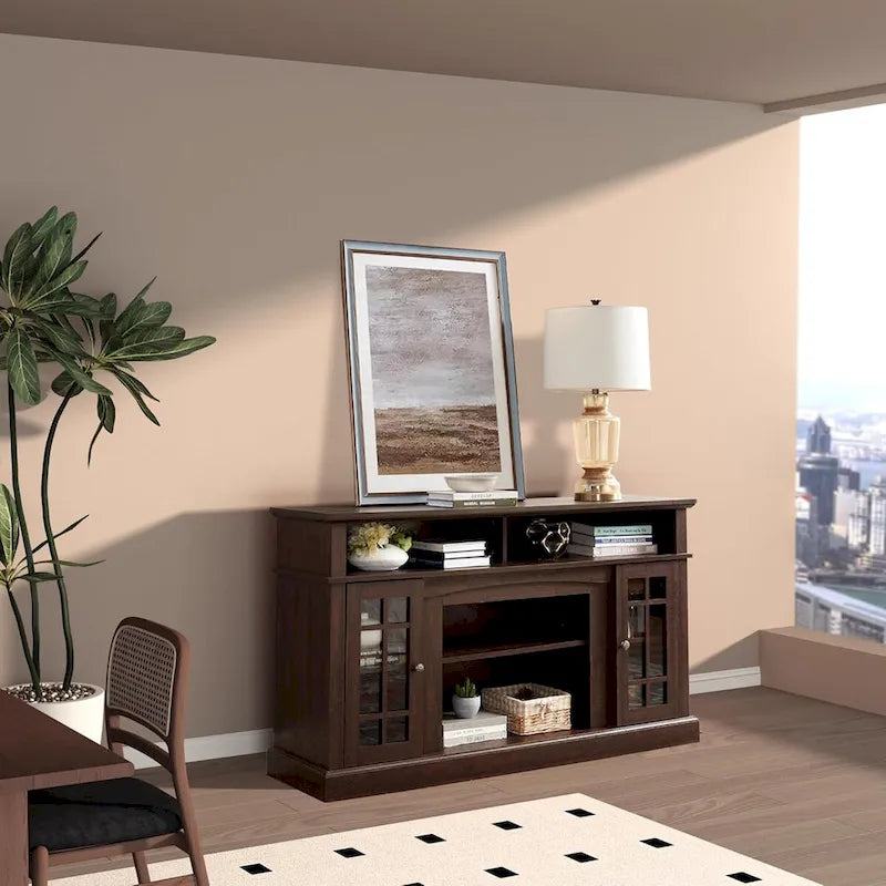 Mueble para TV clásico con almacenamiento abierto y cerrado – Para televisores de hasta 65"