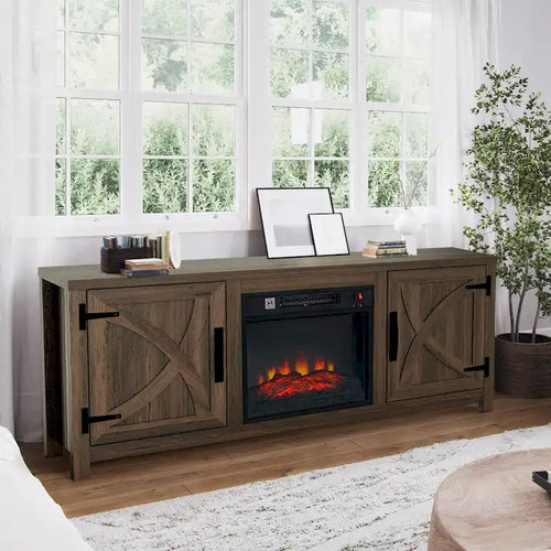 Mueble de TV de 58 pulgadas con mesa consola y chimenea eléctrica integrada