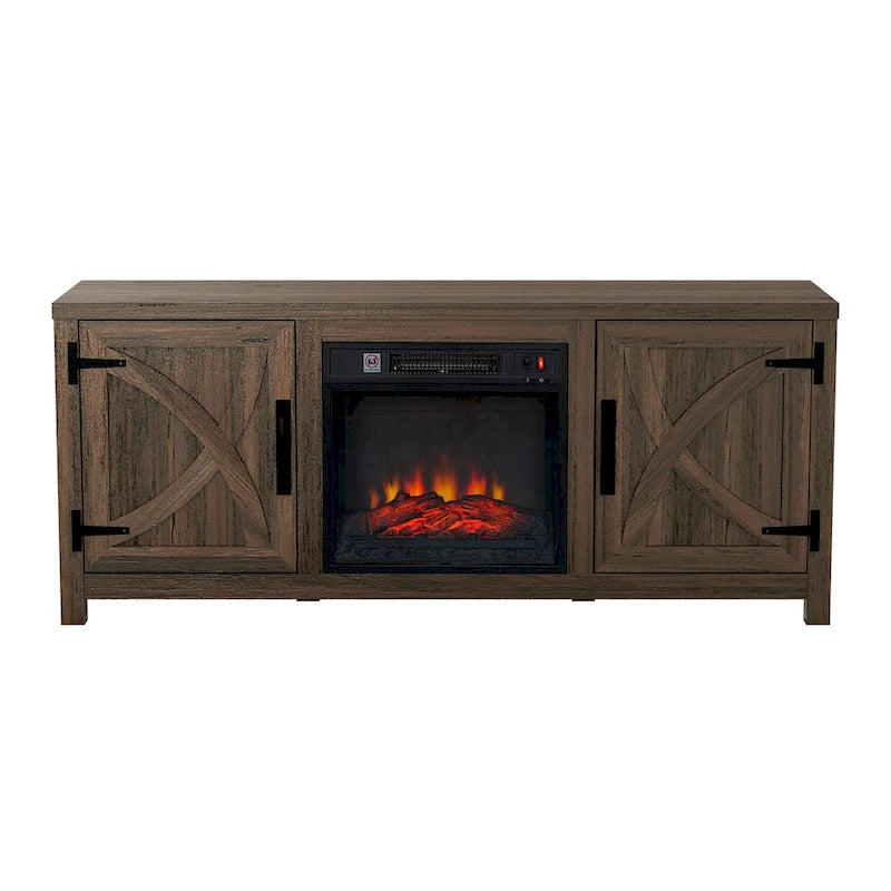 Mueble de TV de 58 pulgadas con mesa consola y chimenea eléctrica integrada