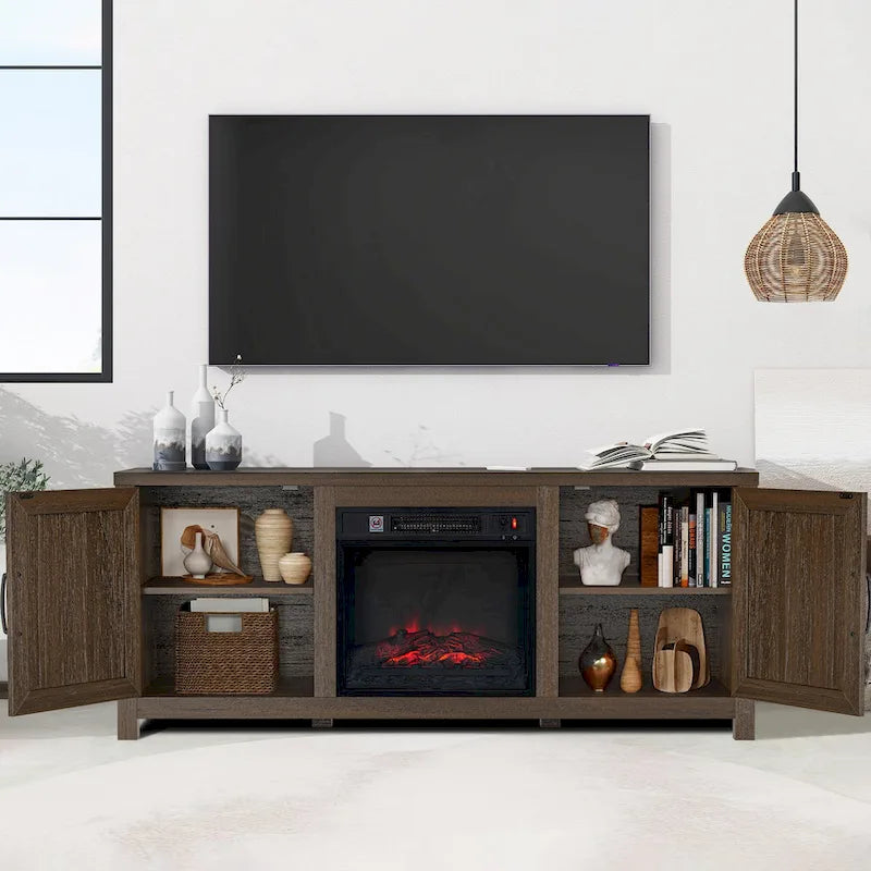 Mueble de TV de 58 pulgadas con mesa consola y chimenea eléctrica integrada