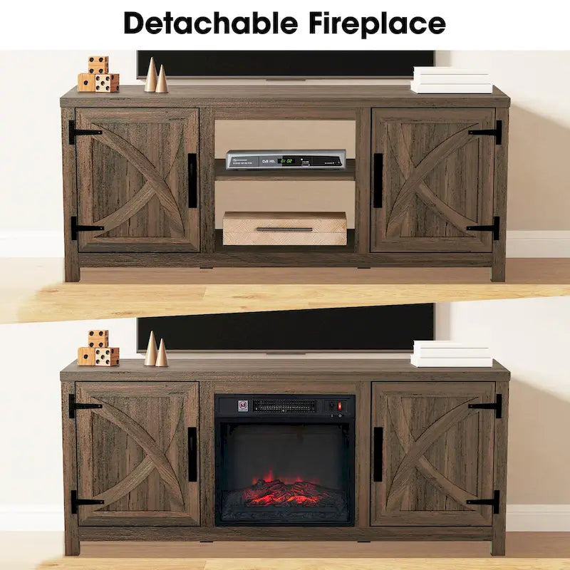 Mueble de TV de 58 pulgadas con mesa consola y chimenea eléctrica integrada