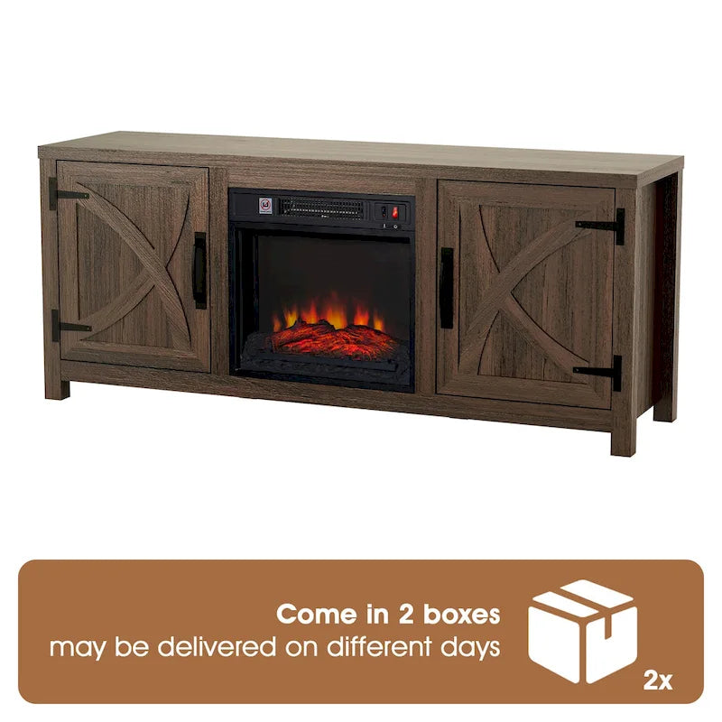 Mueble de TV de 58 pulgadas con mesa consola y chimenea eléctrica integrada