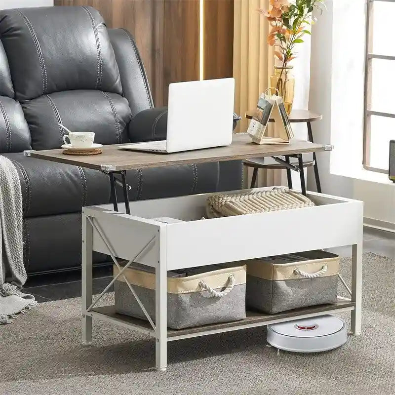 Mesa de centro elevable con compartimentos de almacenamiento - 19.5"P x 36"A x 18.5"H