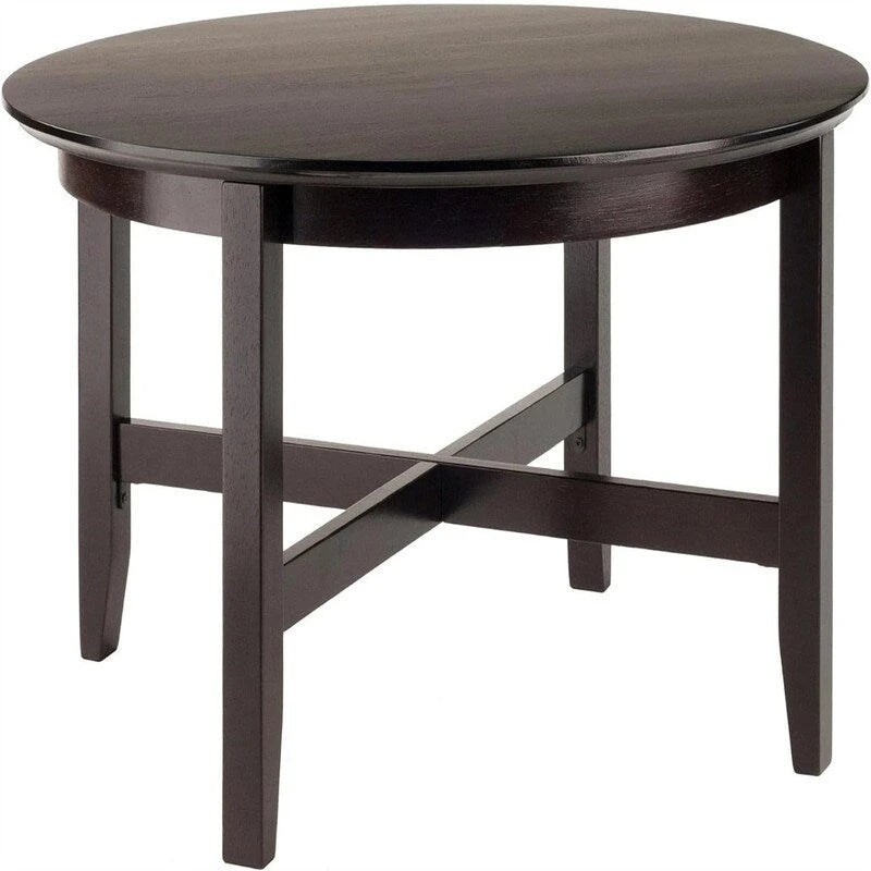 Mesa de centro redonda de madera maciza en espresso – 30 profundidad x 30 ancho x 18.11 alto