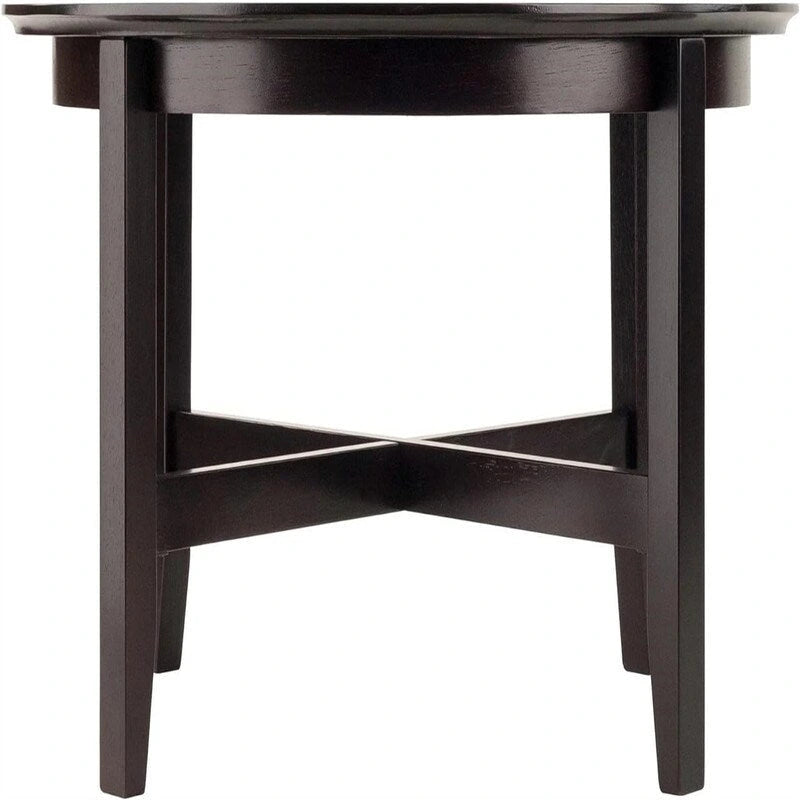Mesa de centro redonda de madera maciza en espresso – 30 profundidad x 30 ancho x 18.11 alto