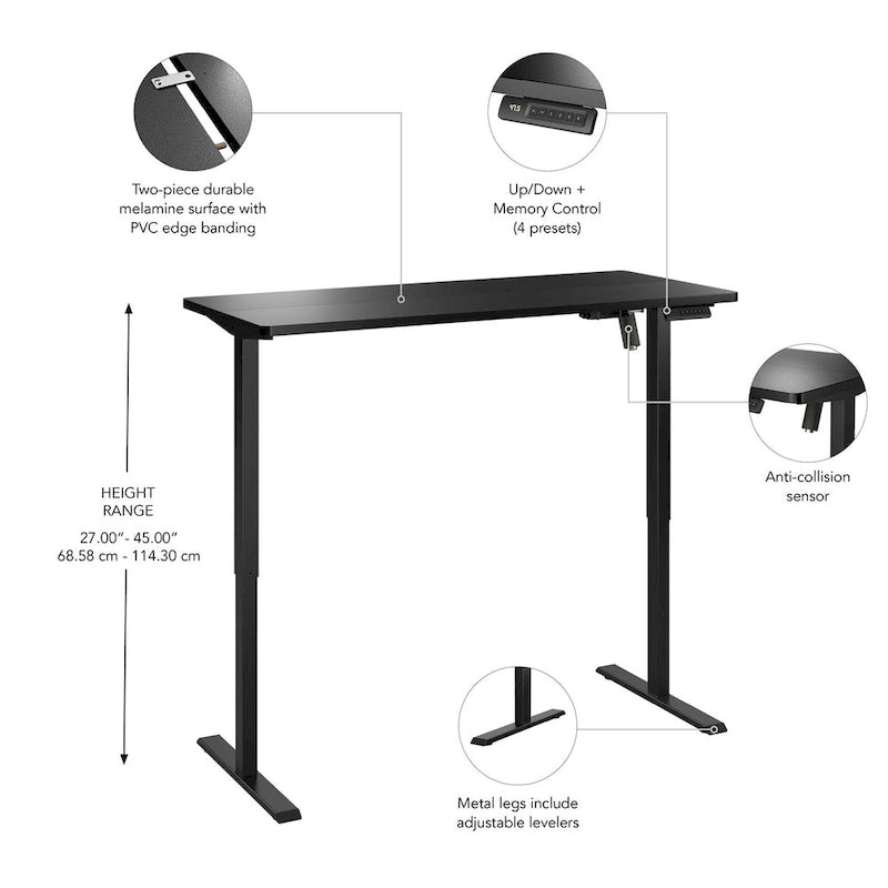 Escritorio eléctrico elevable de 55" de ancho x 24" de profundidad