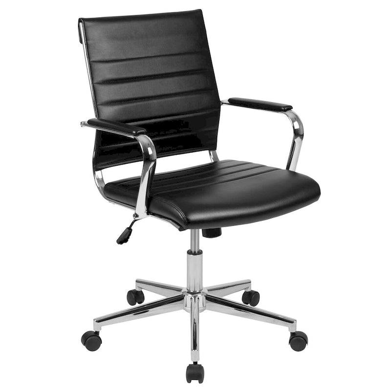 Sillón ejecutivo giratorio de oficina, con respaldo medio acanalado