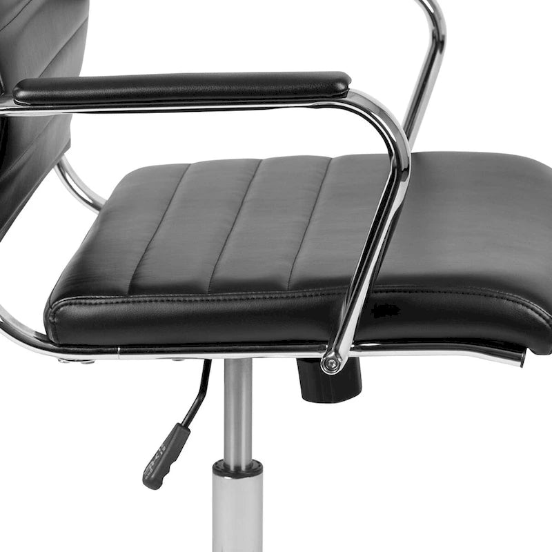 Sillón ejecutivo giratorio de oficina, con respaldo medio acanalado