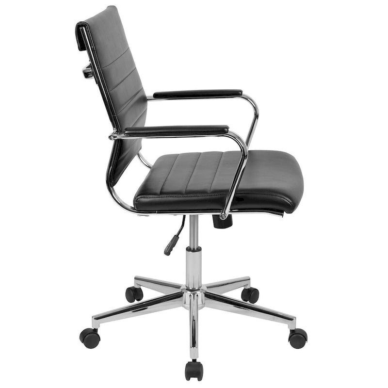 Sillón ejecutivo giratorio de oficina, con respaldo medio acanalado