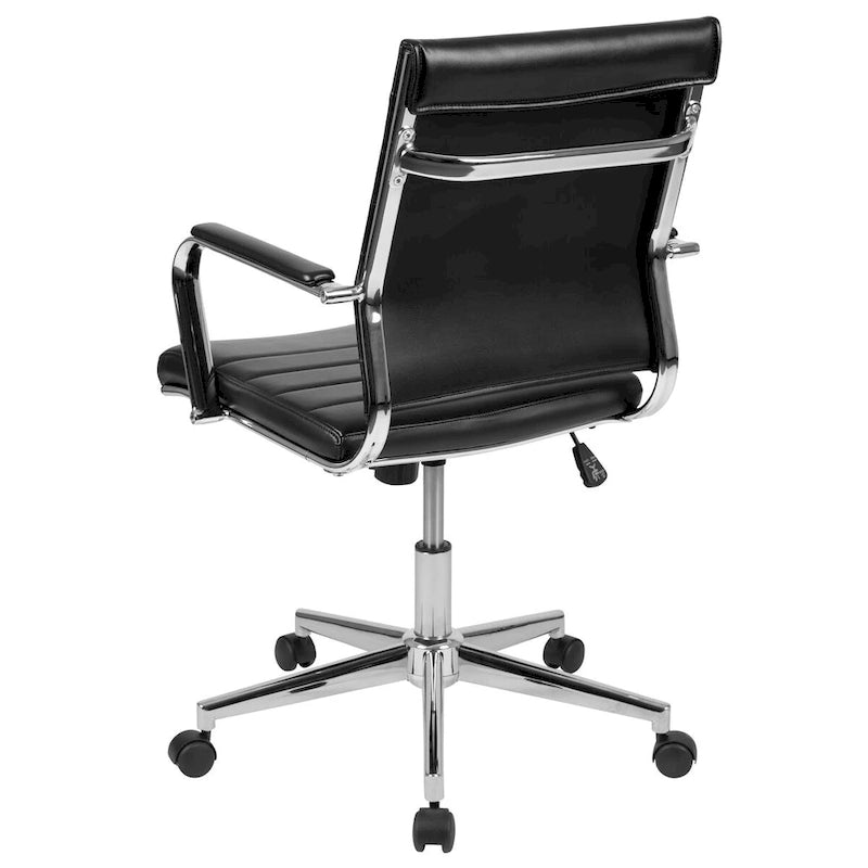 Sillón ejecutivo giratorio de oficina, con respaldo medio acanalado